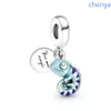 925 Argent Fit Pandora CharmBlue Perle Couleur Changeante Caméléon Pieuvre Poisson Tortue Perle Dangle Mode Charmes Ensemble Pendentif DIY Fine Perles Bijoux