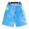 Designer Short Moda Abbigliamento casual Palmes Angels Summer 23 New Tie Dyed Stampa dipinta a mano Loose High Street Trendy Pantaloncini da uomo Coppie Joggers Abbigliamento sportivo da spiaggia