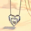 Chains 925 Silver Plated Double Womens Necklace Jewellery Heart Zircon Pendant UK