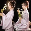 Etnik Giyim Kimono Kadın Resmi Elbiseler Geleneksel Sonbahar Kırmızı Japon Pogerya Turu Po Kız Basılı Elbise