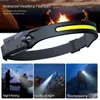 COB LED Headlamp USB Rechargeable Headlight Torch Work Light Bar Head Band Lamp for Outdoor Sports Camping Cycling Hiking Fishing