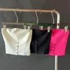 Canotte da donna Reggiseno lavorato a maglia in pura lana con mezza abbottonatura di alta qualità Top Y2k 2023 Top da donna sexy semplice elastico sottile da estate