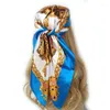 Chusty Jedwabne Kobiety Lato Projektant Mody Głowa/Szalik Do Włosów 90 90 cm Hidżab Chustka Cheveux Foulard Femme 90X90 CM