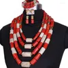 Necklace Earrings Set Dudo Wedding Jewelry For Bride Orange & White 11-22mm Genuine Coral Beads Nigerian 2023