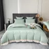 Bedding Sets Solid Color Embroiderd Home Textile Set Luxury 4pcs White Long-staple Cotton Duvet Cover Bedspread Sheet Pillowcases