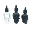 30 ml 60 ml Totenkopfflasche Bitterflasche E-Flüssigkeit mattierte schwarze Totenkopfform Glastropfflasche mit Kindersicherung