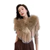 Scarves 2023 Cold Winter Thick Warm Fur Scarf Women Fashionable Real Raccoon Shawl With Fringes Luxury