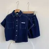 Famille correspondant tenues 2023 printemps été enfants vêtements garçons costume denim hauts jeans pantalons 2 pièces ensemble infantile décontracté enfants tenue 2 12 ans 230506