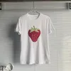 T-shirt da donna Ricamo con paillettes sul petto Modello a fragola T-shirt da donna Moda Invecchiamento Girocollo a maniche corte Y2k Top 2023 Estate