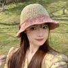 Szerokie brzegowe czapki 2023 francuska wstążka słomka moda na świeżym słońcu kobiety wszechstronne letnie łuk wielki okap cień plażowy czapka femme gorra