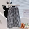 Clothing Sets Summer Children S Girls Camisole Top Plus Plaid Wide Leg Pants 2Pcs Fashion Baby Kids Clothes Suit 230505