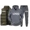 Men's Tracksuits Custom Men Tracksuit Brand Vest Hooded Sweatshirt Pants 3 Piece Set Spring Autumn Fashion Streetwear Male Sportswear 230506