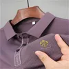 High End Znakomite hafty z krótkim rękawem męskie polo 2023 Summer Nowy moda Ice Silk T-shirt luksusowy top swobodny męski noszenie m-4xl