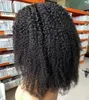 Brasiliansk afro kinky curly u del peruk människa hår lyslösa mellersta u form peruker för svart kvinna 150%
