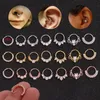 Shiny Cubic Zirconia Nose Ring Huggie Hoop Earring Creative Micro Inlaid Nose Nail Round Nasal Septum Loop Ear Bone Nail Human Body Piercing Puncture Gold Jewelry