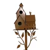 Gniazda Bird House Garden Stakes Garden Bird Nest Bird House Dekatywny z kutego żelaza metalowe ozdoby ogrodowe