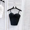 Camisoles Tanks Fashion Outer Wear Camisole Women's Corset Bra Embroidered Beaded Diamond Solid Color Knit Cropped Top y945 230506