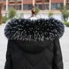 Schals Winter Echtpelz Schal Natürlicher Waschbärkragen Luxus Damen Parka Mantel Kapuze Warmer großer Schal