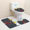 Tapis de bain 3 pièces chapeau de noël rouge tapis d'ours ensemble de salle de bain antidérapant Tapete Banheiro tapis de toilette lavable Alfombra Bano