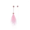 Brincos de Dangle 2023 Classic assimétrica Rosa Black Feather Drop for Girls Jewelry atacado