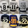 Hockey sur glace rétro inversé 11 Maillots Anze Kopitar 8 Drew Doughty 22 Kevin Fiala 32 Jonathan Quick 99 Wayne Gretzky Blanc Blanc Noir Violet Stade Série Cousu Homme