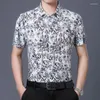 Męskie koszule 2023 Grafika drukowana Summer cienki szczupły męskie Business Soft Beachwear Floral Shirt Lape Szybkie suche podkoszulek Homme