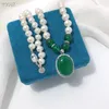 Correntes Sterling Silver Silver Freshwater Pearl Jade Medallion Ruyi Colar Shape Shape Moda Pacote Noble Presente Para Jóias do Dia das Mães