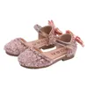 Sandals Children Princess Shoes Baby Girls Flat Bling Leather Fashion Sequin Soft Kids Dance Party Sparkly A986 230505