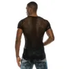 T-shirts pour hommes T-shirt en résille transparent pour hommes Mode Sexy Maillot de corps à manches courtes Discothèque Porter T-shirt Perform Streetwear Tops 230506