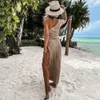 Dames badmode 2023 bikini cover -ups witte haak tuniek sexy zie door mouwloze mesh dres zomerkleding strand dragen 230505