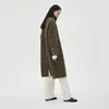 Kadın Ceketleri Sonbahar ve Kış Çift Taraflı Tweed Yün Palto Kadınlar 2023 Vintage Alt Yeşil Ekose Orta Uzunlukta Daimi Yaka Ceket