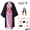 Karikatür Giyim Kamado Nezuko Cosplay Costume Demon Slayer Tekdüze Giysileri Kimono Peruklar Çocuklar için Set Cadılar Bayram