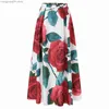 Jupes Mode fleur imprimé femmes bohème Maxi jupes taille haute jupe longue décontracté plage fête boutons robe de grande taille 2021 T230506