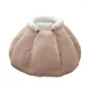 Cat Beds Winter Plus Velvet Padded Pet Dog Bed Warm Closed Pumpkin Litter Bun Cute House Semi-enclosed