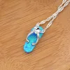 Kedjor Kiwi Green Flip Flops Opal Pendant Halsband med gratis vågkedjan grossist detaljhandel