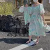 家族をマッチする服装親子夏の子供用衣服韓国の子供の薄い油絵のスカート女の子母と娘ドレスファミリーマット230506