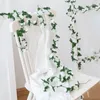 Flores decorativas 250 CM Rosa artificial Ivy Vine Boda Navidad Colgante Seda Flores Cadena Flor falsa Decoración del hogar para guirnalda de pared