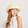 Chapeaux à large bord été roulé maille fil chapeau haut de forme mode extérieur pare-soleil femmes crème solaire
