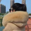 Scarves Genuine Big Size Women's Real Fur Scarf Straight Collar Winter Warm Coat Hood Trim Natural Solid Long Shawl