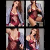 Macacões femininos macacão ellolace Velvet bodysuit de macacão de bordado floral para mulheres de renda corpora de renda corpora de renda sexy