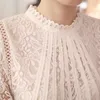 Women's Blouses Shirts Summer Casual White Lace Clothing Fashion Long Sleeve New Tops Shirts for Women Elegant Black O-neck Blouse Ladies Blouses 51C P230506