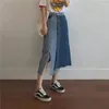 Saias Slit Skirt Salia Indie Estética Midi Long 2023 Trendência de verão Mulheres coreanas Roupas Moda