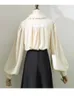 Bluzki damskie koszule houzhou słodka słodka bluzka lolita eleganckie marszczenia vintage długie koszule z długim rękawem żeńskie luźne kółki paszteciczne p230506