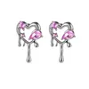 Stud Earrings Creative Retro Small Love Crystal Inlaid For Women Fashion Rose Pink Heart Party Exquisite Jewelry Gifts