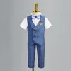 Family Matching Outfits Child Formal Vest Suit Set Boy Summer Autumn Wedding Baby First Birthday Piano Performance Costume Kids Waistcoat Shorts Clothes 230506