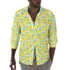 Camicie casual da uomo Stampa di limone e foglia Camicia con motivo di frutta maschile Manica lunga Camicette eleganti vintage Abbigliamento di design primaverile di grandi dimensioni