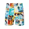 Herrbadkläder aloha shorts män kläder sommar kokosnöt träd tryckt shorts manliga hawaiian shorts mens badstammar med nätfoder badkläder p230506