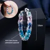 Hoop Huggie BeaQueen Big Oval Round Pink Blue Green Multicolored Cubic Zirconia Rainbow Crystal Circle Hoop Earrings Women Jewelry E302 230506