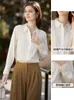 Kvinnor Bluses Silk White Shirt Women's Spring 2023 Mulberry High-End Long-Sleeved All-Match