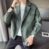 Giubbotti da uomo 2023 stile coreano velluto a coste giacca da uomo cappotto bottoni casual tinta unita sottile bello verde pisello risvolto corto Ma